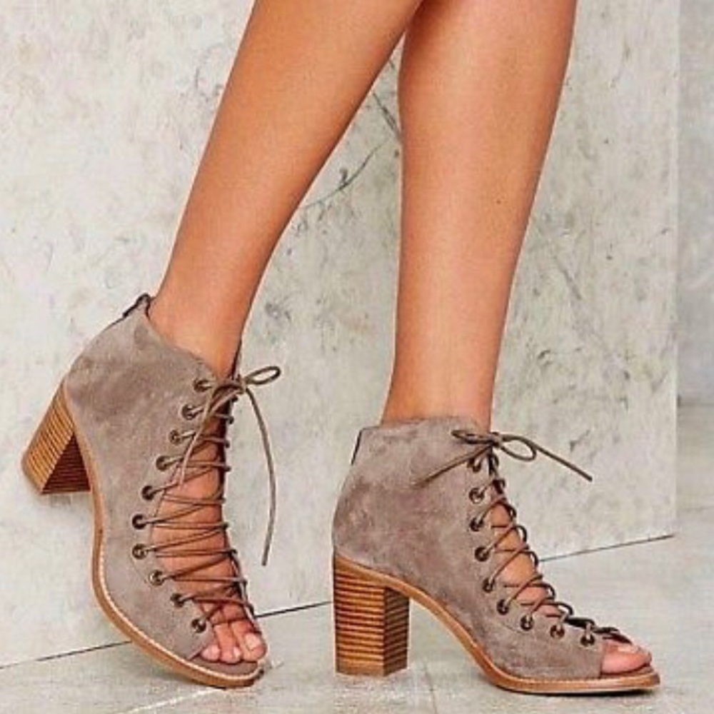 Jeffrey Campbell Lace-Up Peep Toe Booties